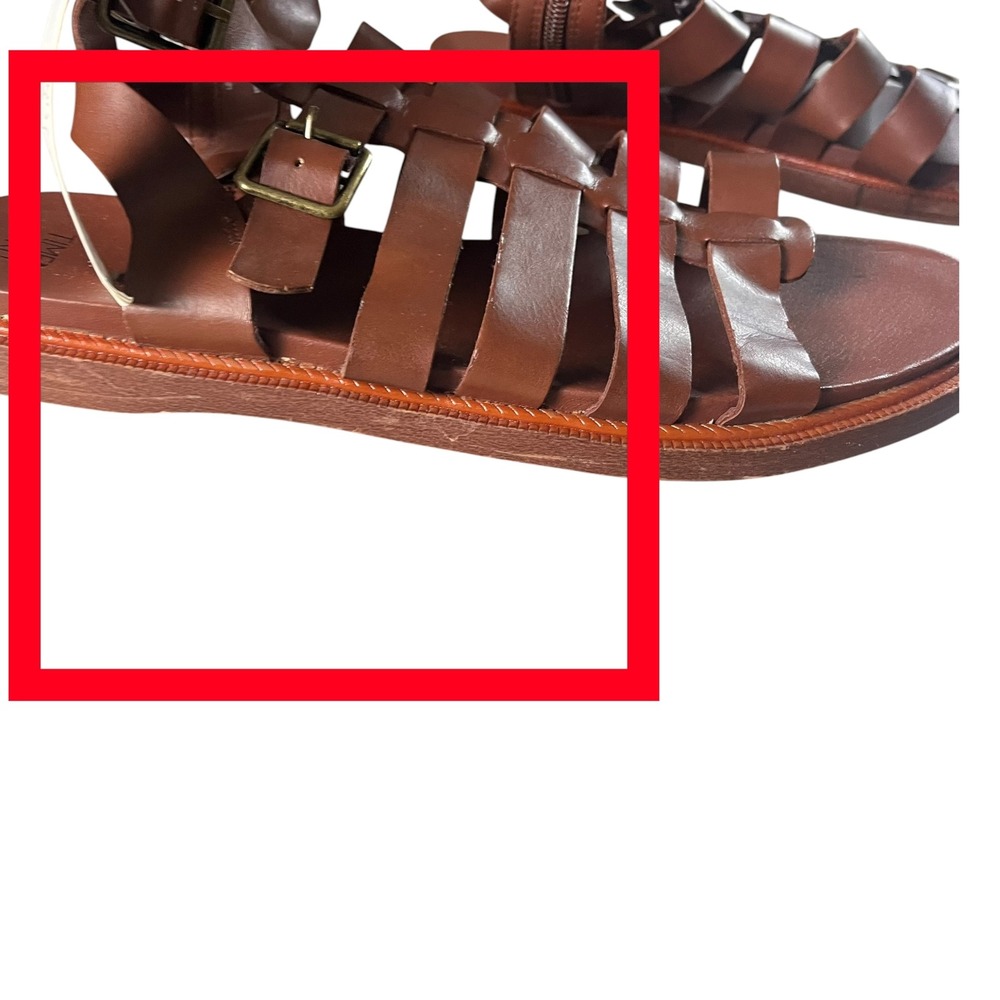Time and Tru Strappy Gladiator Sandals Women 9 Brown Boho Roman Cage Flat - Picture 5 of 12